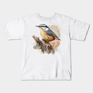 Nuthatch Bird On A Tree Branch 6.0 Kids T-Shirt